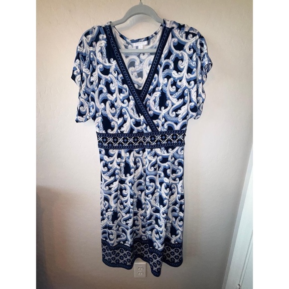 Charter Club Dress 10 Wrap Patterned Short Sleeve Built In Bralette Floral - Picture 1 of 3